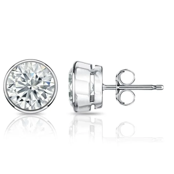 Star Shaped Stud Earrings for Charm -Auriya 3 1/5ctw Round Diamond Stud Earrings Bezel-set 18k Gold - GIA Certified