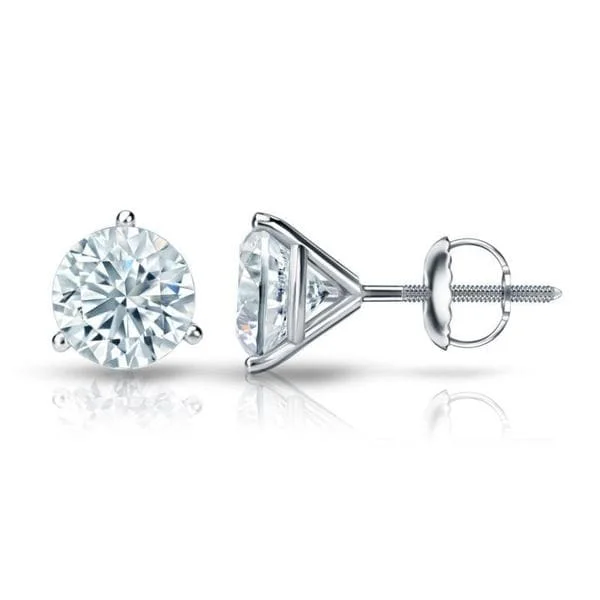 Round Stud Earrings for Classic -Auriya 14k Gold GIA Certified 4.00 carat TDW 3-Prong Martini Round Diamond Stud Earrings