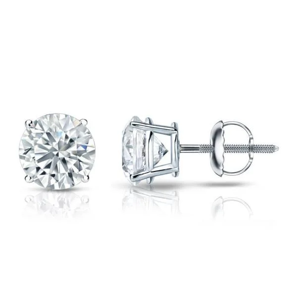 Stud Earrings for Bridesmaids Look -Auriya 18k Gold GIA Certified 4.00 carat TW Round Diamond Stud Earrings