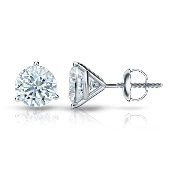 Contemporary Stud Earrings for Fashion -Auriya 18k Gold GIA Certified 4.20 carat TDW 3-Prong Martini Round Diamond Stud Earrings