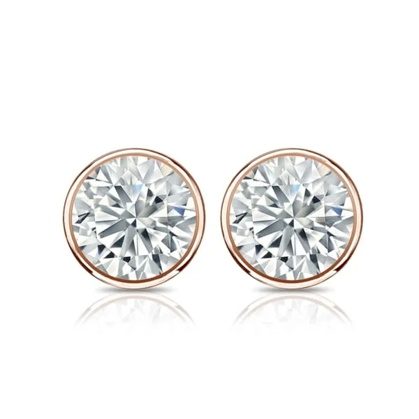 Crystal Stud Earrings for Sparkle -Auriya 14k Gold GIA Certified 4 carat TDW Bezel Set Round Diamond Stud Earrings