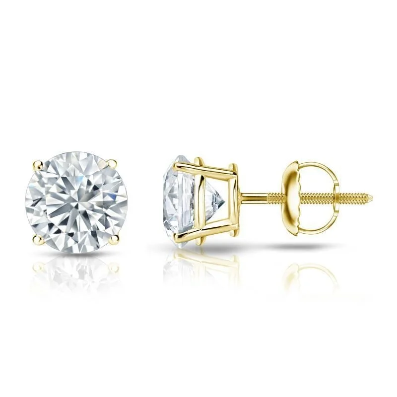 Detachable Stud Earrings with Charms -Auriya 18k Gold GIA Certified 4.50 carat TW Round Diamond Stud Earrings