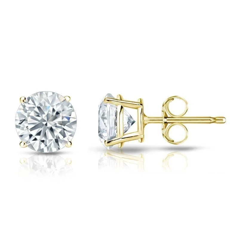 Stud Earrings for School Uniform -Auriya 18k Gold GIA Certified 4.70 carat TW Round Diamond Stud Earrings