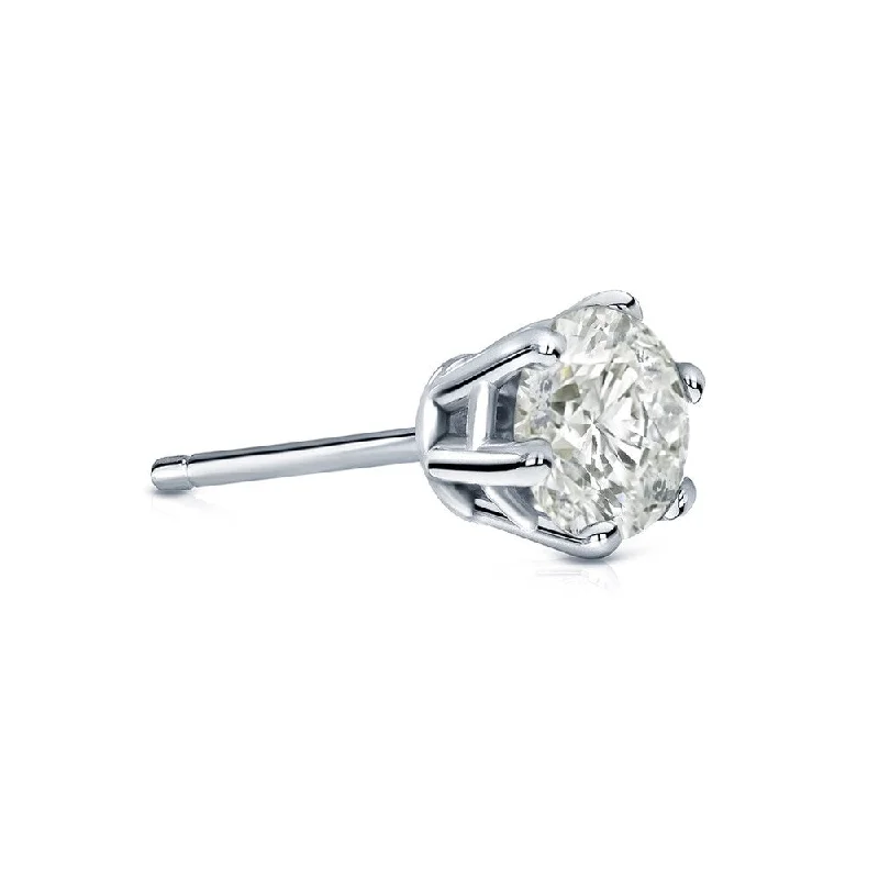 Stud Earrings with Enamel -Auriya 1/2ctw 6-Prong Round Diamond SINGLE STUD (1) Earring 14k Gold