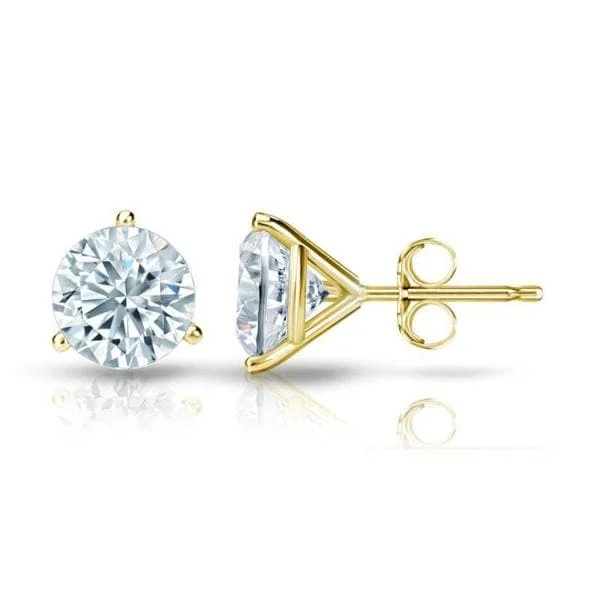 Stud Earrings for Concert Look -Auriya 1 1/2ctw 3 Prong Martini Set Round Diamond Stud Earrings 18kt Gold GIA Certified