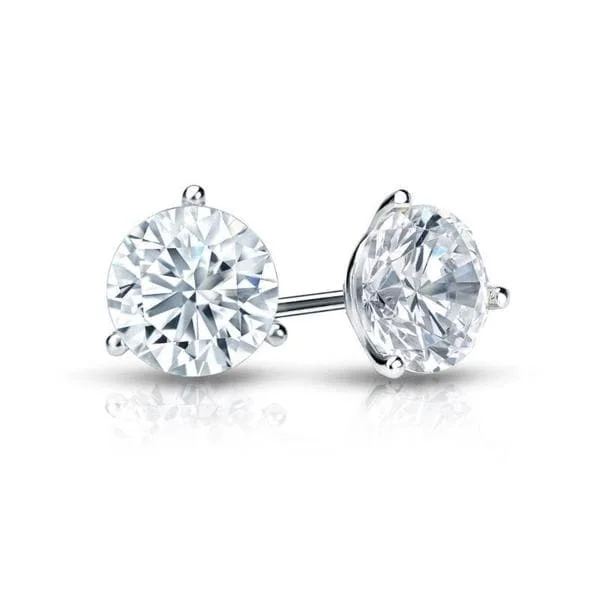 Stud Earrings for Work Attire -Auriya 18k Gold GIA Certified 6.00 carat TDW 3-Prong Martini Round Diamond Stud Earrings