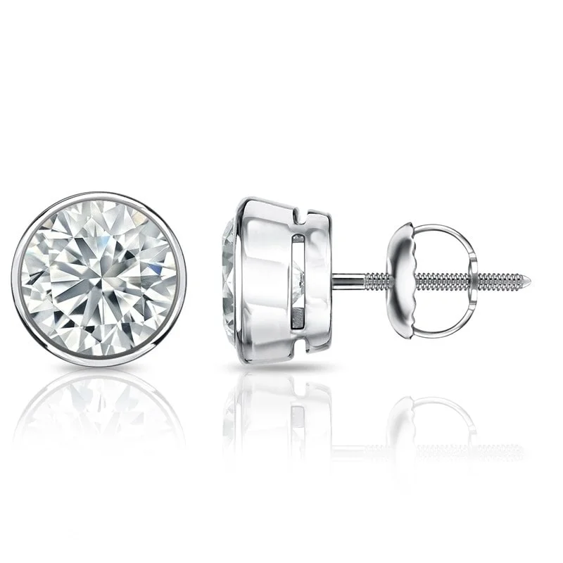 Stud Earrings for Office Wear -Auriya 2.70ctw Round Diamond Stud Earrings Bezel-set 18k Gold - Certified