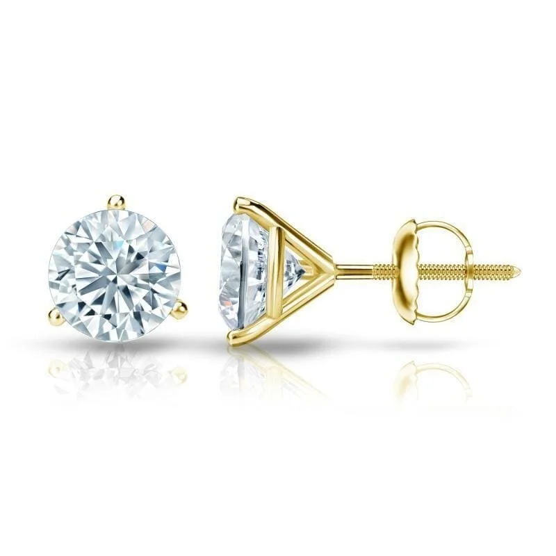 Floral Stud Earrings with Petals -Auriya 18k Gold GIA Certified 5.50 carat TDW 3-Prong Martini Round Diamond Stud Earrings