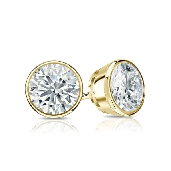 Stud Earrings for Graduation Day -Auriya 4.70ctw Round Diamond Stud Earrings Bezel-set 18k Gold - GIA Certified