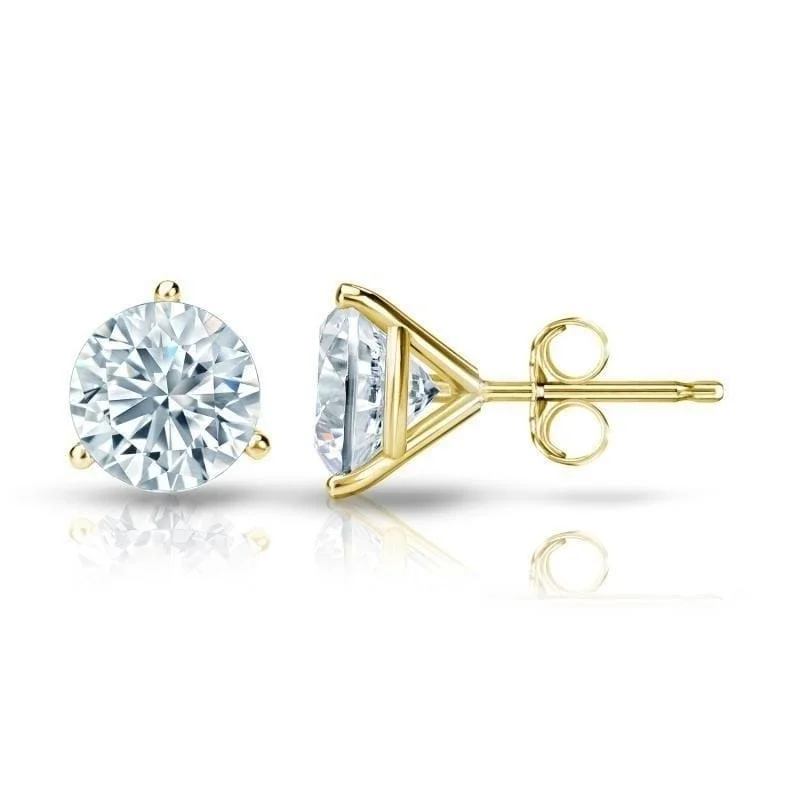 Stud Earrings for Anniversary -Auriya 1 1/4ctw 3 Prong Martini Set Round Diamond Stud Earrings 18kt Gold GIA Certified