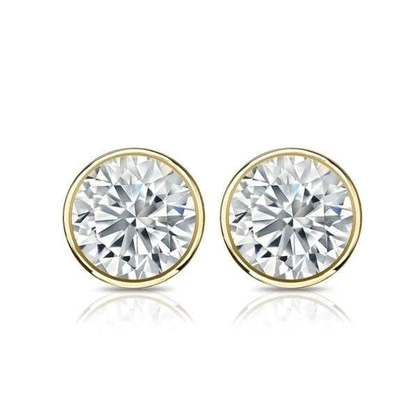 Stud Earrings for Yoga Session -Auriya 14k Gold GIA Certified 3.50 carat TDW Bezel Set Round Diamond Stud Earrings