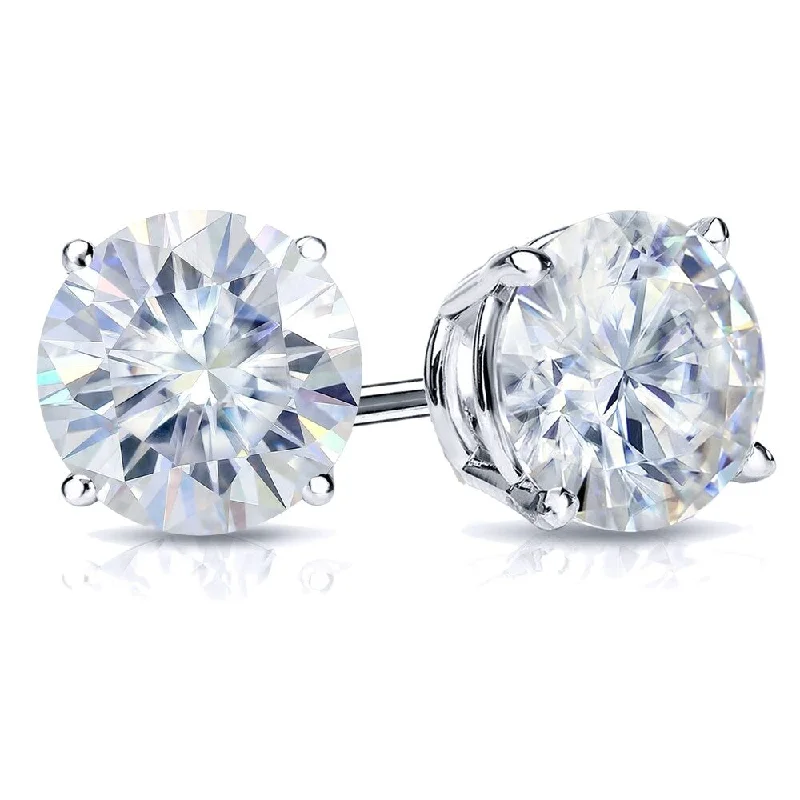 Stud Earrings for Concert Look -Auriya 3 1/2ct TW Round Moissanite Stud Earrings 14k Gold - 7.8 mm, Push-Backs