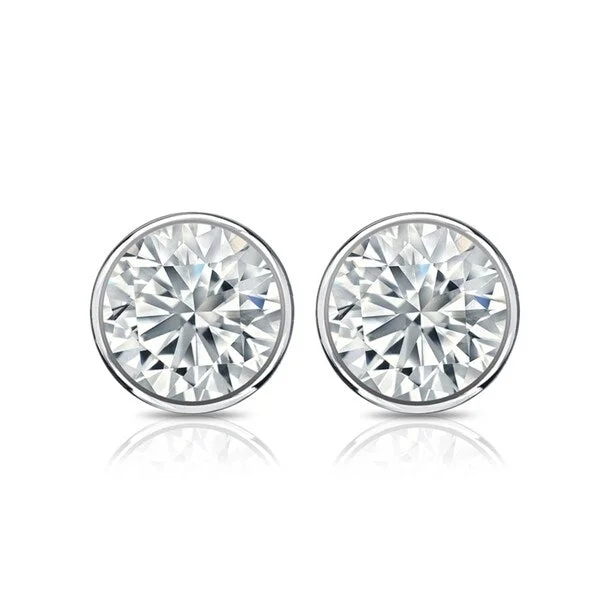 Stud Earrings with Star Motifs -Auriya 4.70ctw Round Diamond Stud Earrings Bezel-set 18k Gold - GIA Certified