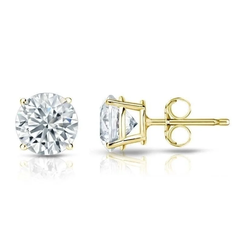 Stud Earrings with Etching -Auriya 3ctw Round Diamond Stud Earrings 18kt Gold Certified