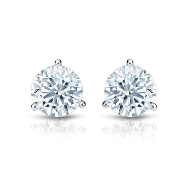 Round Stud Earrings for Classic -Auriya 18k Gold GIA Certified 4.20 carat TDW 3-Prong Martini Round Diamond Stud Earrings