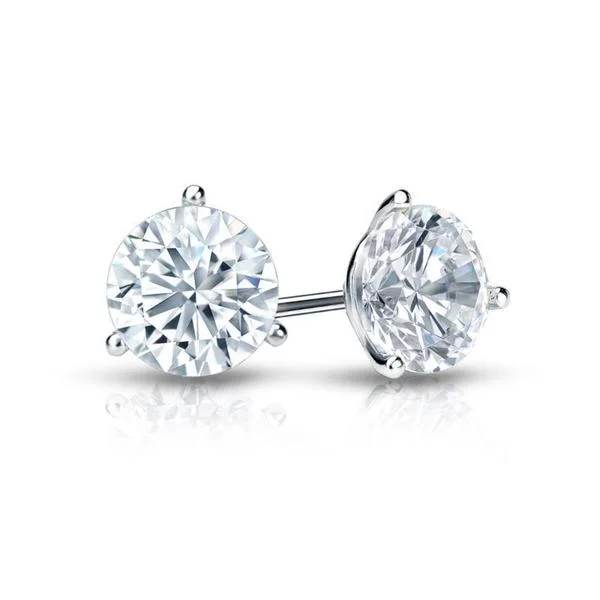 Stud Earrings with Symbolic Elements -Auriya 18k Gold Certified 4.70 carat TDW 3-Prong Martini Round Diamond Stud Earrings