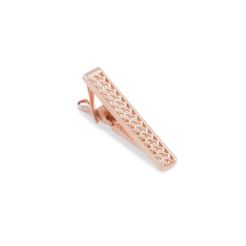 Stylish tie clip with gemstone accent for men with sophisticated design -Mini Rose Gold Crocetti Mesh Tie Bar