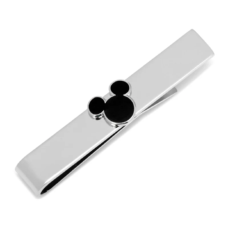 Personalized tie clip for men with custom engraving options for unique touch -Black Mickey Mouse Silhouette Tie Bar