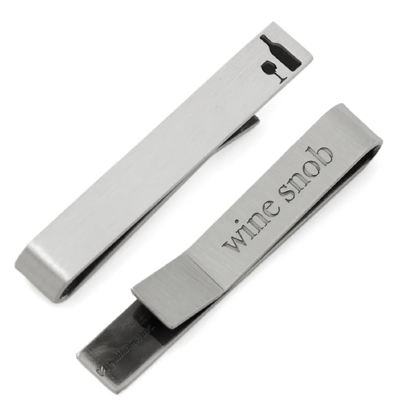 Classic polished silver tie clip for men with sleek finish and elegant design -Wine Snob Tie Bar