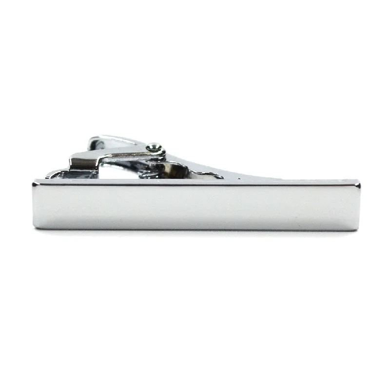 Sleek tie clip for men with polished chrome finish and contemporary look -Silver Tie Bar