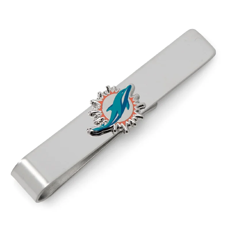 Stylish black tie clip for men with matte design for contemporary style -Miami Dolphins Tie Bar