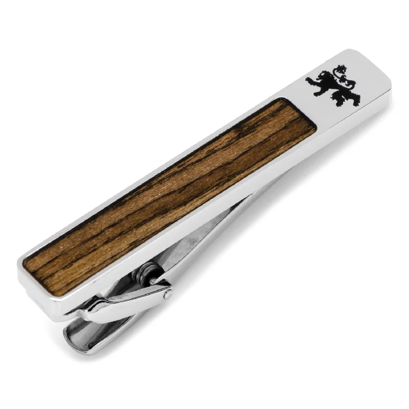 Designer-inspired tie clip for men with luxurious materials and custom design -Lannister Inlaid Wood Tie Clip