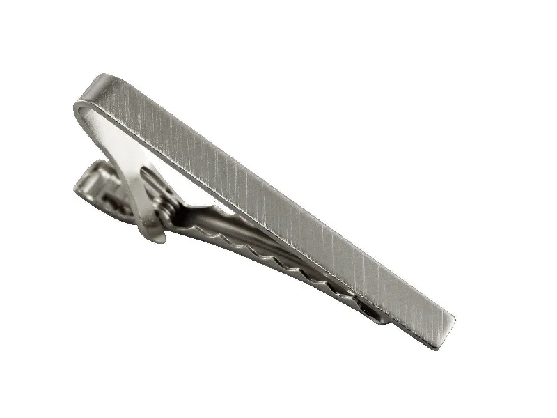 Unique design tie clip for men with modern twist on traditional accessories -Brushed Rectangular Tie Bar