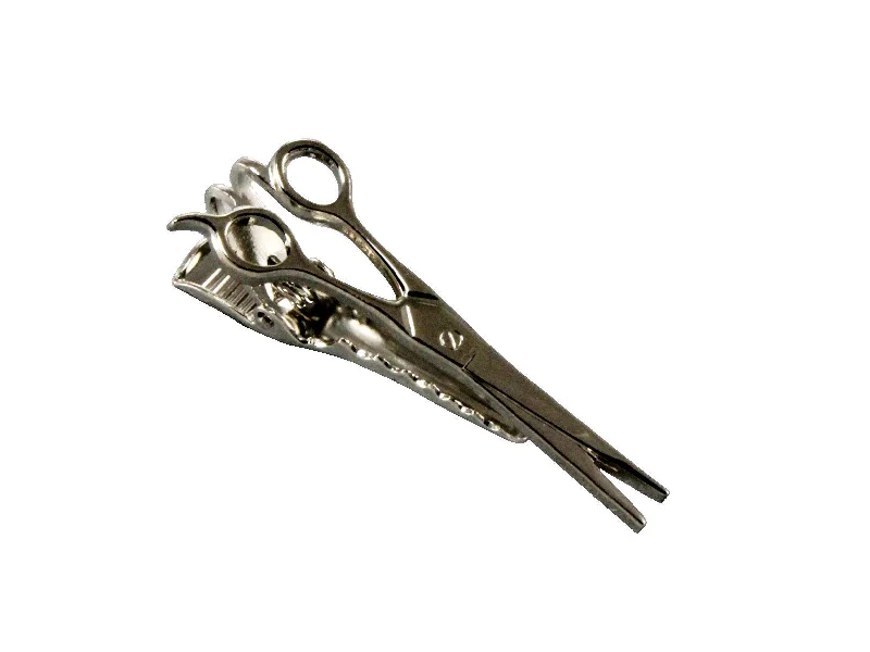 Designer-inspired tie clip for men with luxurious materials and custom design -Barber Shears Tie Bar