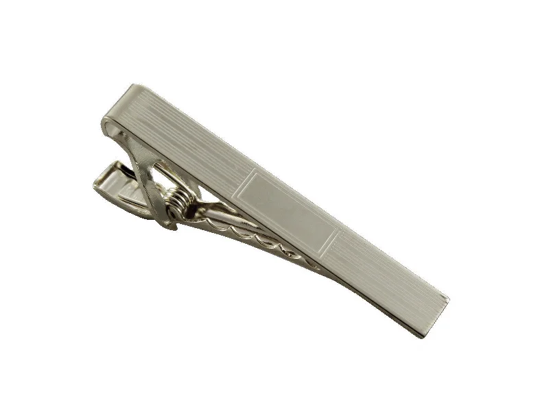 Stylish striped tie clip for men with clean lines and modern style -Engine-Turned Tie Bar