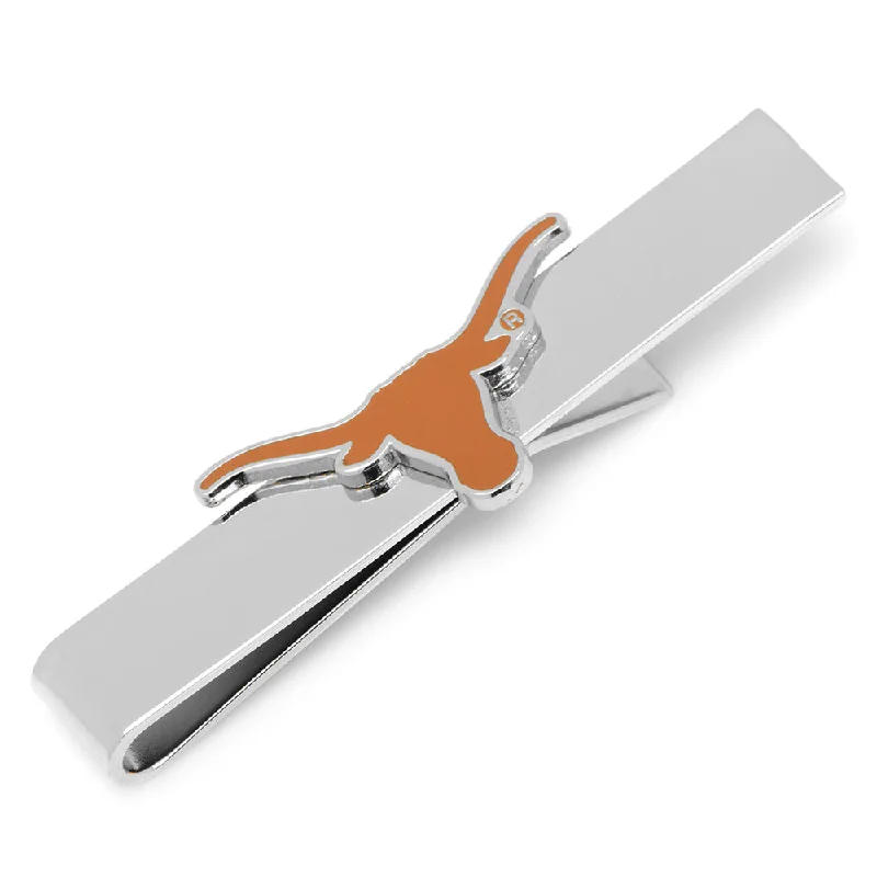 Custom engraved wooden tie clip for men with natural finish and personalization -University of Texas Longhorns Tie Bar