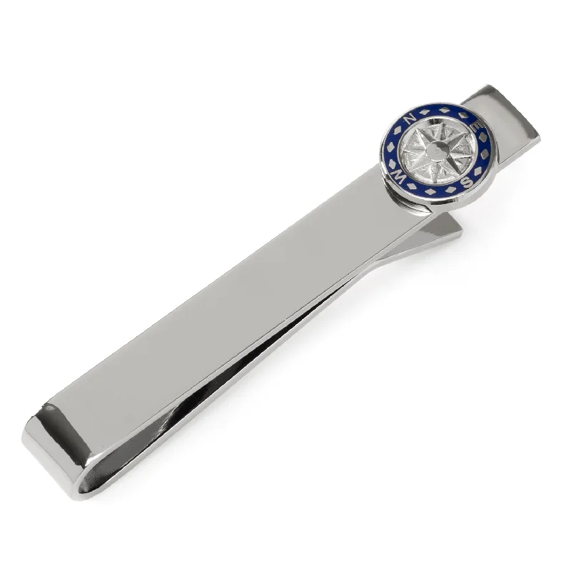 Personalized engraved tie clip for men with initials or short quotes -Compass Tie Bar