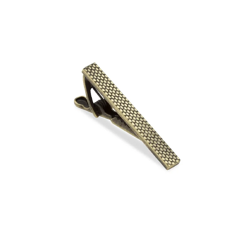 Fashionable tie clip for men with gemstone accents and elegant finish -Mini Connery Antique Brass Tie Bar