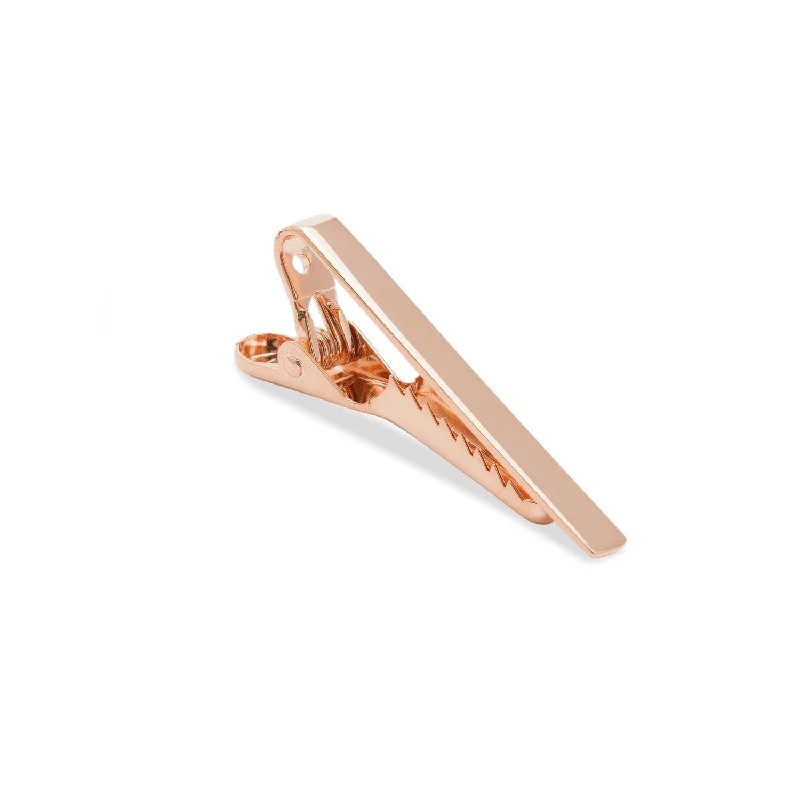 Simple and elegant tie clip for men with minimalist design and versatile appeal -Mini Mandalay Rose Gold Tie Bar