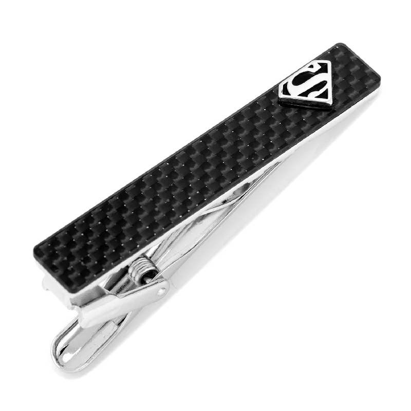 Custom engraved bar tie clip for men with meaningful message or date -Superman Carbon Fiber Tie Clip