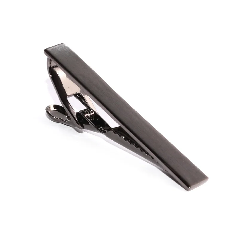 Classic tie clip for men with engraved initials for a personalized gift -Brushed Gun Tie Bar