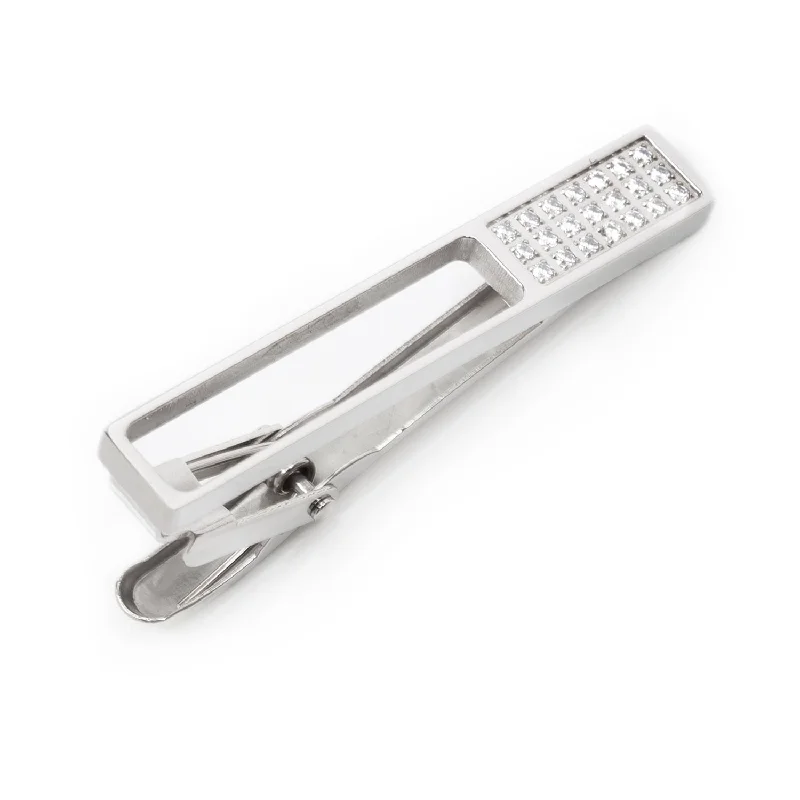 Luxury titanium tie clip for men with durable and lightweight design -Die Cut Crystal Stainless Steel Tie Clip