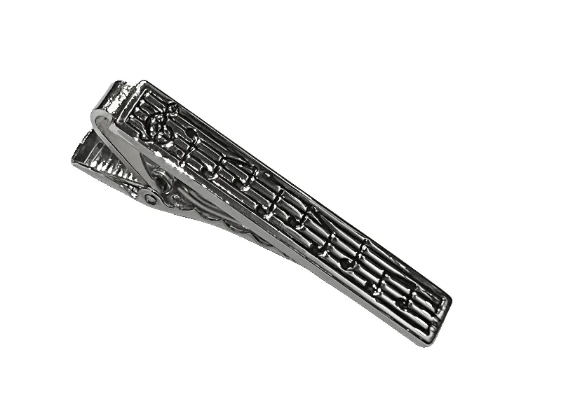 Sleek tie clip for men with polished chrome finish and contemporary look -Musical Notes Tie Bar