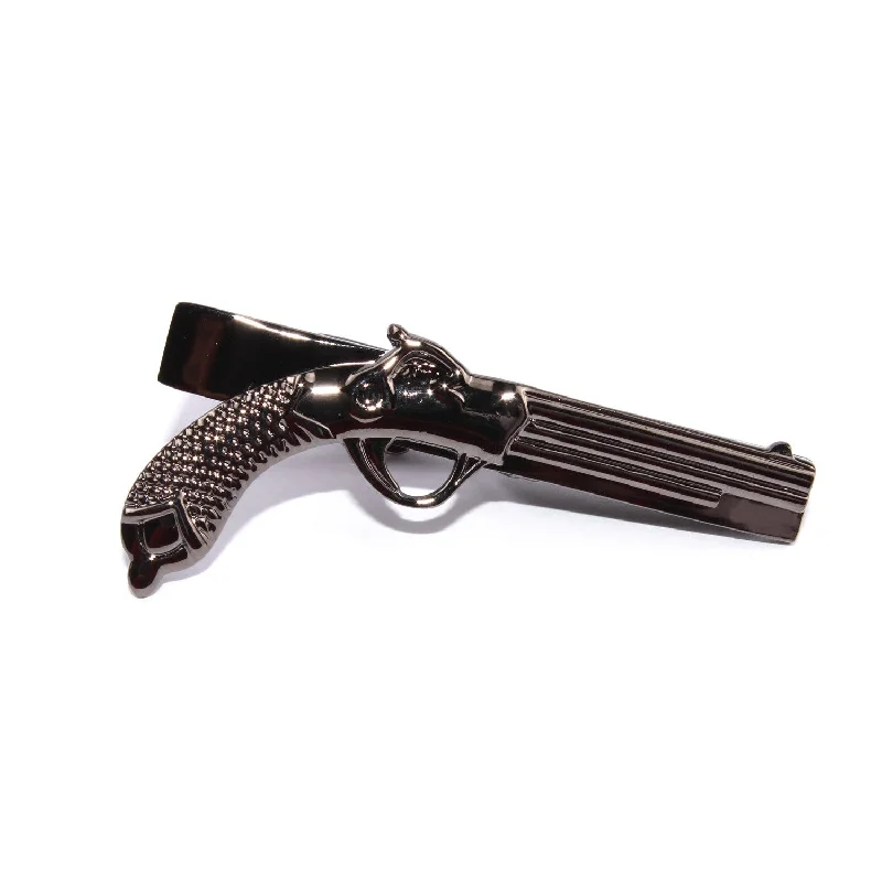 Subtle matte tie clip for men with understated design for professional settings -The Revolver Gunmetal Tie Bar