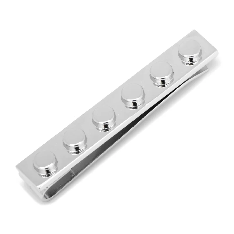 Elegant silver tie clip for men with sleek and polished design -Silver Building Block Tie Bar