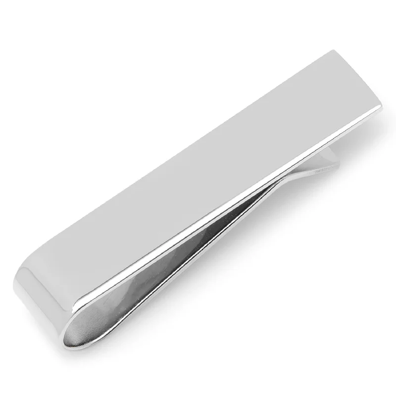 Modern geometric tie clip for men with unique shapes and bold lines -Short Stainless Steel Engravable Tie Bar