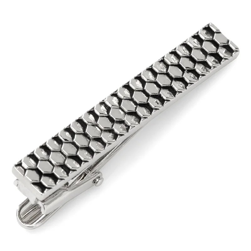 Simple stainless steel tie clip for men with a minimalist and modern look -Honeycomb Tie Clip