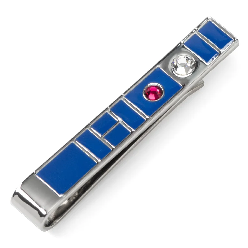 Matte finish tie clip for men with contemporary design and modern styling -R2D2 Stone Tie Bar