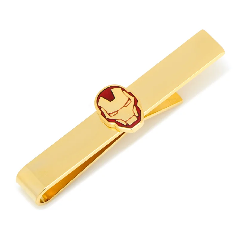 Sleek tie clip for men with polished chrome finish and contemporary look -Gold Plated Iron Man Tie Bar