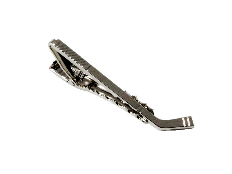 Luxury sterling silver tie clip for men with intricate detailing and quality finish -Hockey Stick Tie Bar