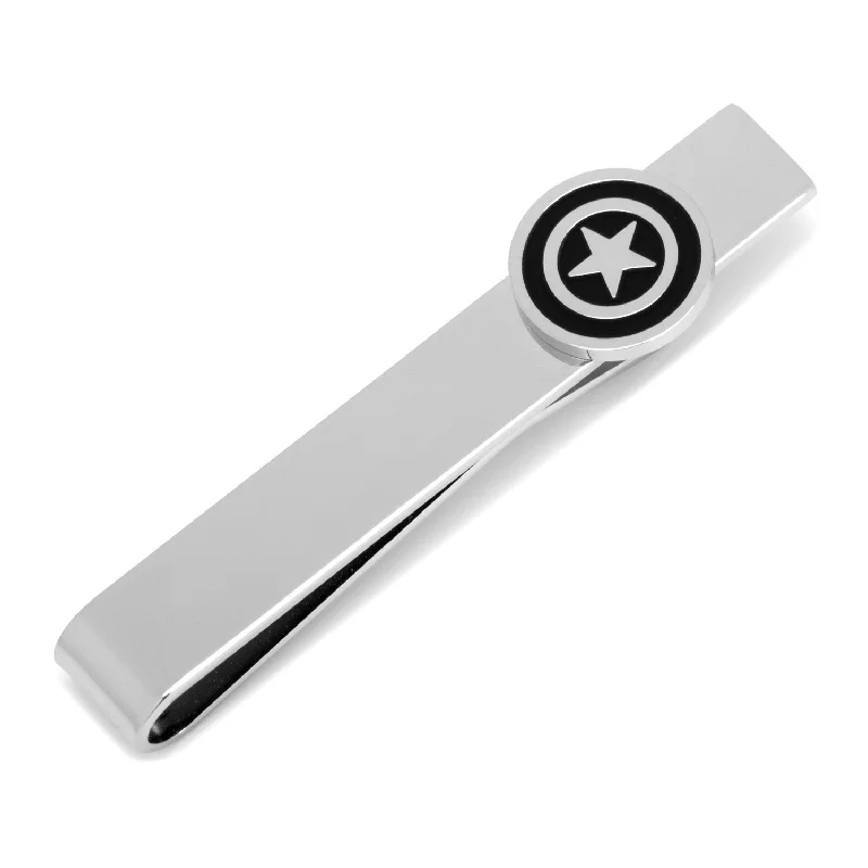 Personalized engraved tie clip with wedding date for a memorable gift -Captain America Silver Tie Bar