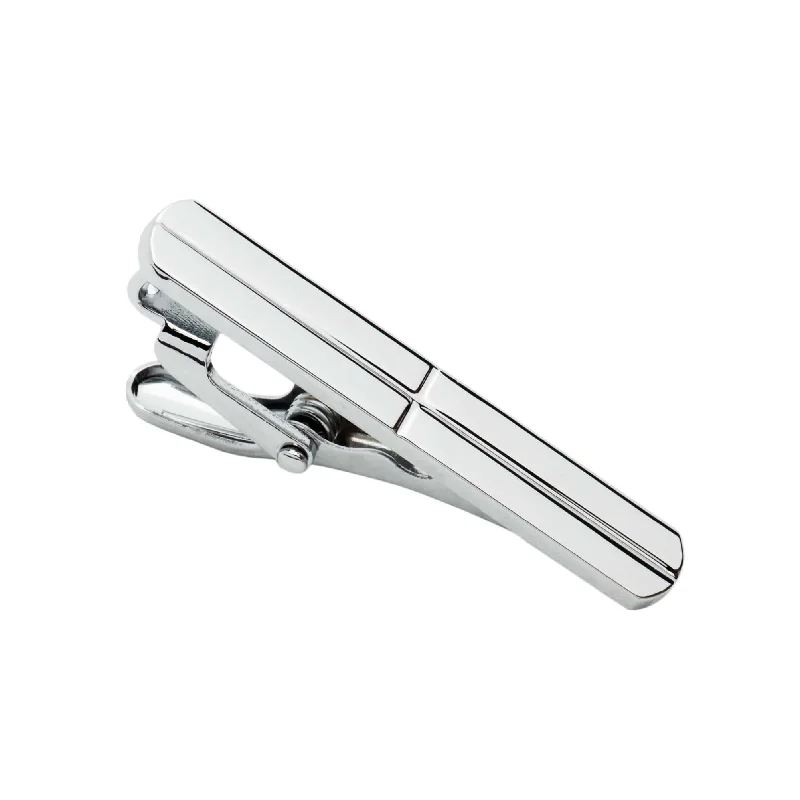 Custom initial tie clip for men with personalized letters for a unique touch -Norfolk Silver Stainless Steel Tie Bar