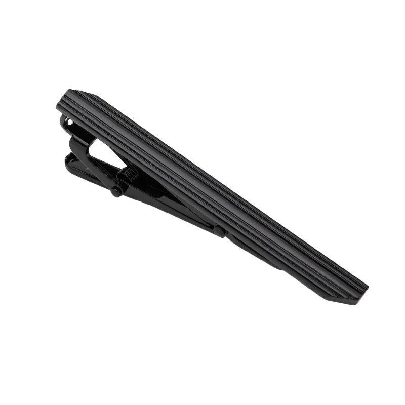 Affordable tie clip for men with simple design and durable construction -Suffolk Black Stainless Steel Tie Bar