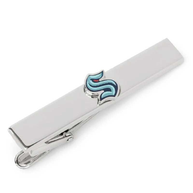 Engraved tie clip for men with initials or meaningful phrase for personalization -Seattle Kraken Tie Clip