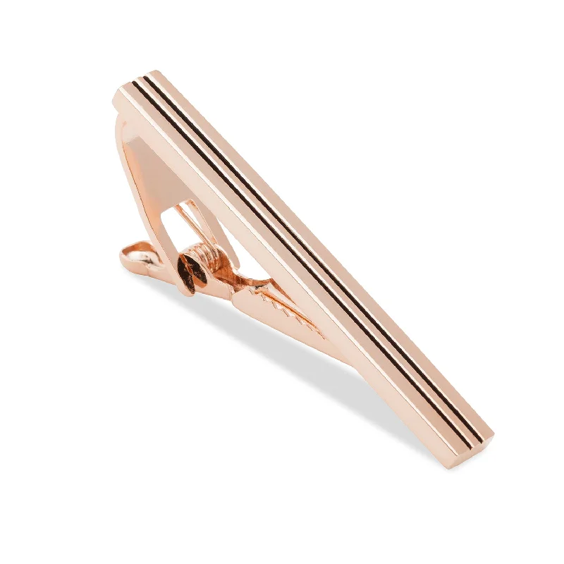 Personalized tie clip with message engraving for thoughtful gift option -Sinatra Rose Gold Tie Bar