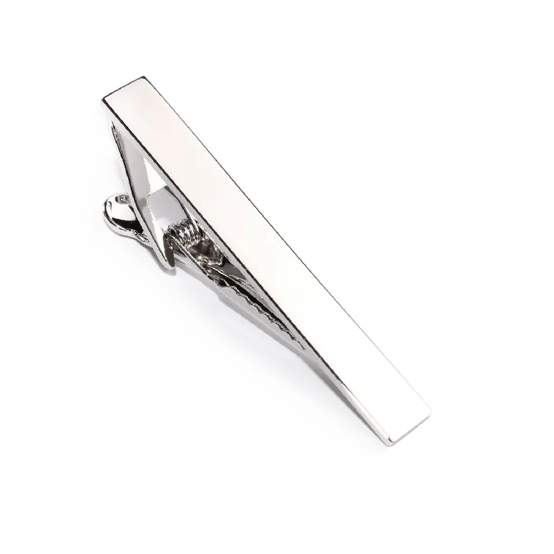 Elegant wooden tie clip for men with smooth finish and modern design -Shining Silver Tie Bar